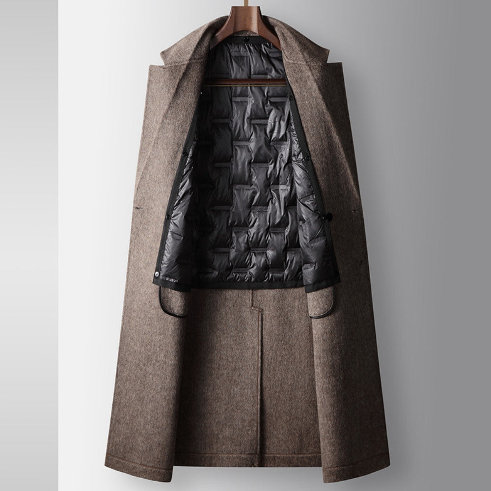 Abrigo de lana Old Money de media longitud con doble botonadura