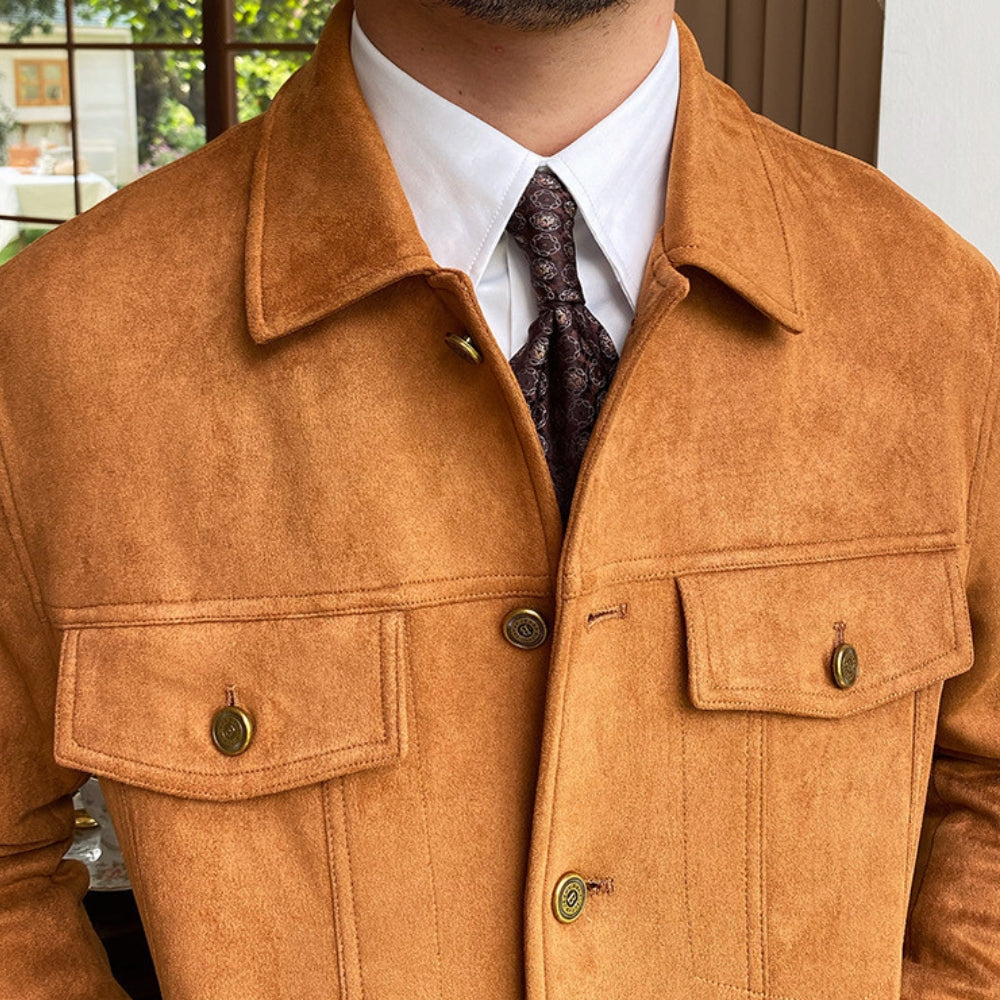 Chaqueta casual Old Money con solapas de ante