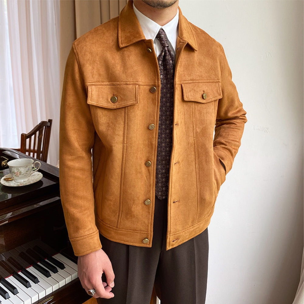 Chaqueta casual Old Money con solapas de ante