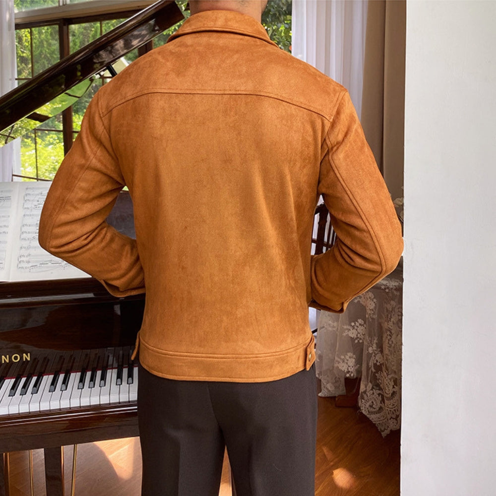 Chaqueta casual Old Money con solapas de ante