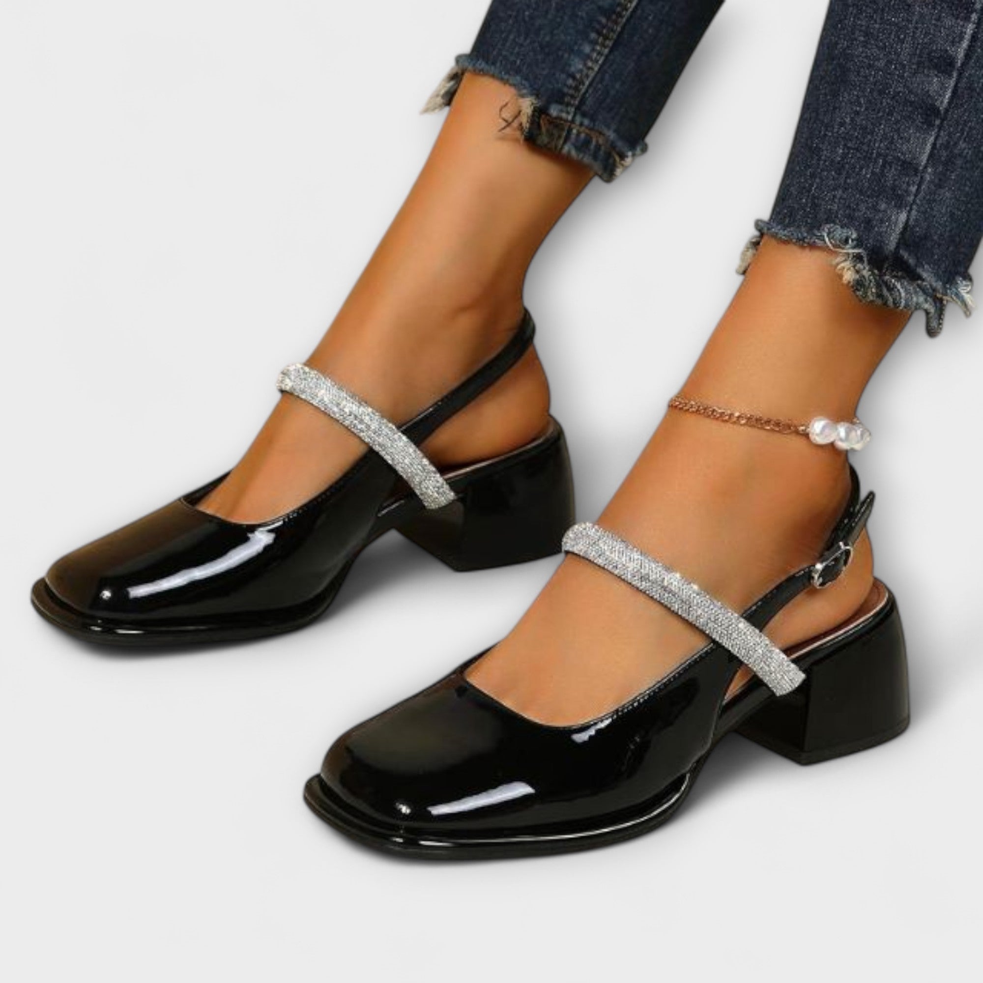 Celandra - Mary Janes con fasce lucide e tacco a blocco