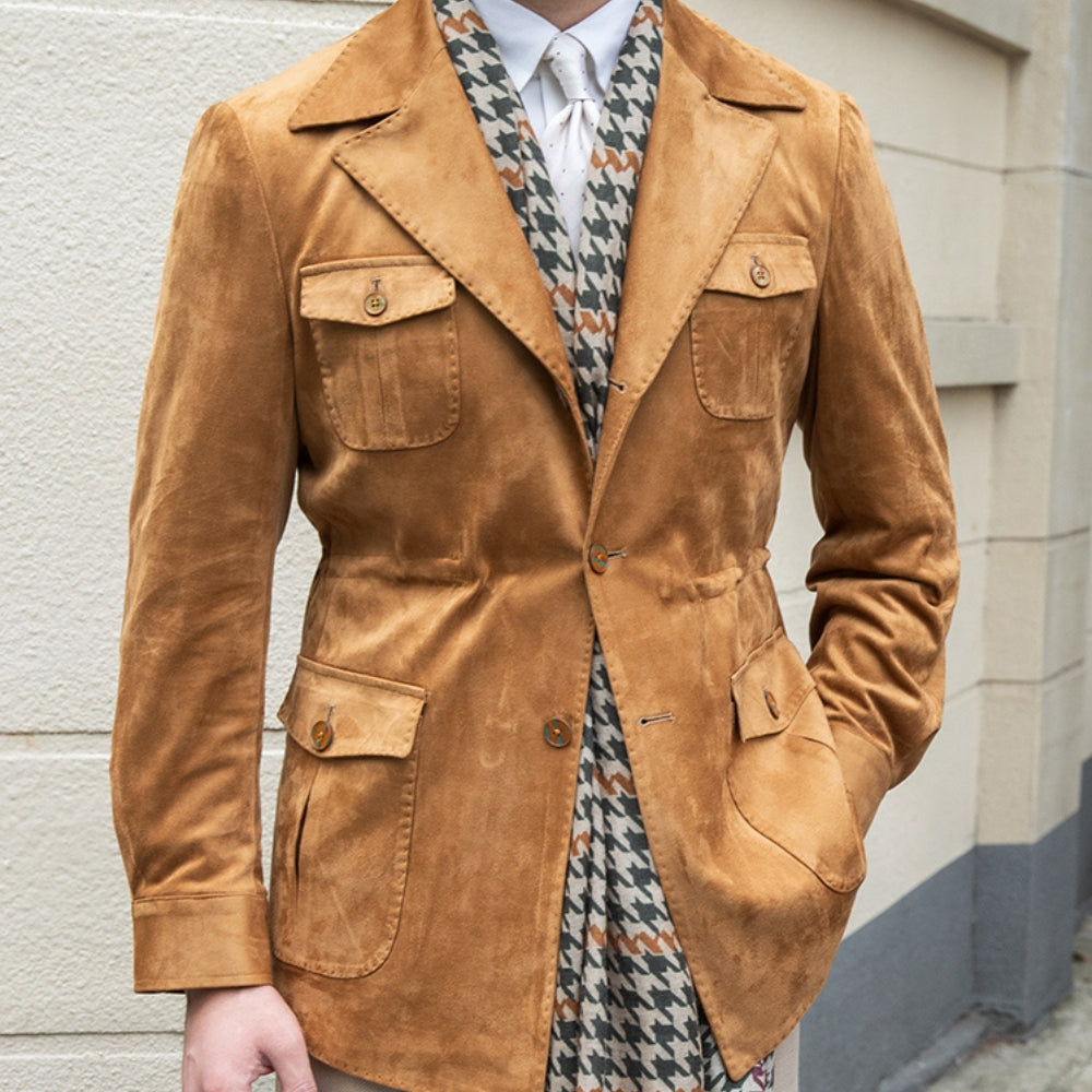 Chaqueta italiana Old Money de ante y terciopelo, corte Slim Fit