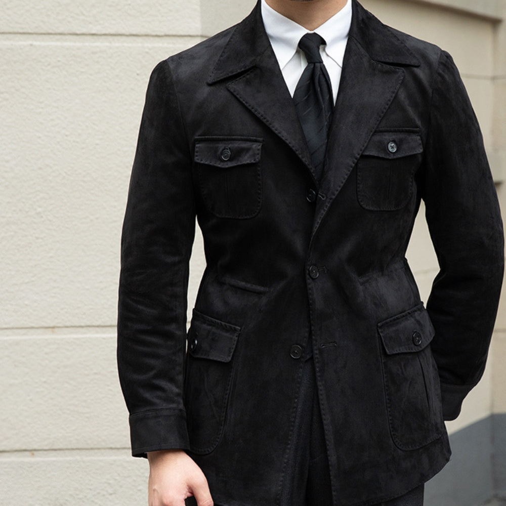 Chaqueta italiana Old Money de ante y terciopelo, corte Slim Fit