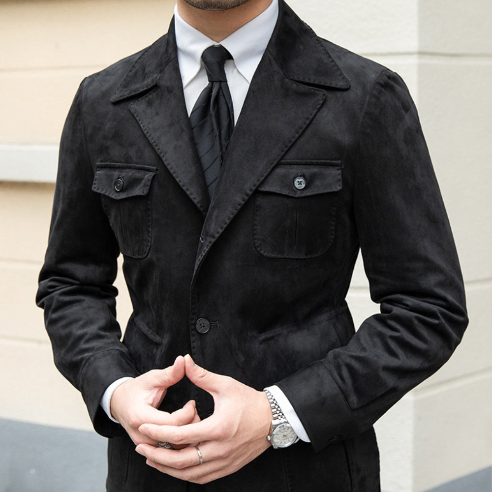 Chaqueta italiana Old Money de ante y terciopelo, corte Slim Fit