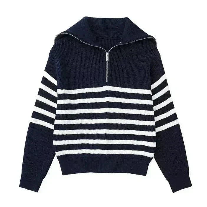 Savrani™ | Maglione a righe con zip