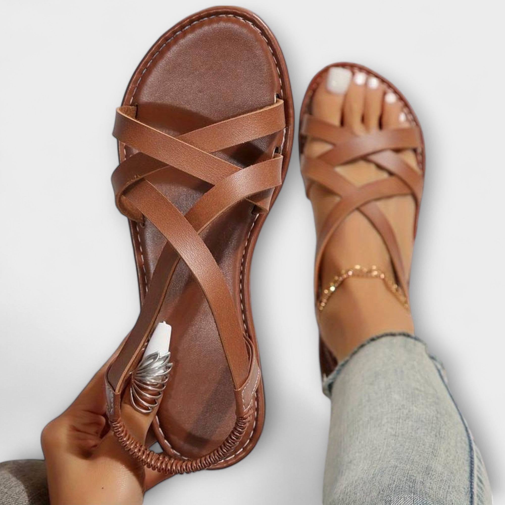 Deborah - Sandali da Donna con Chiusura Incrociata Leggera